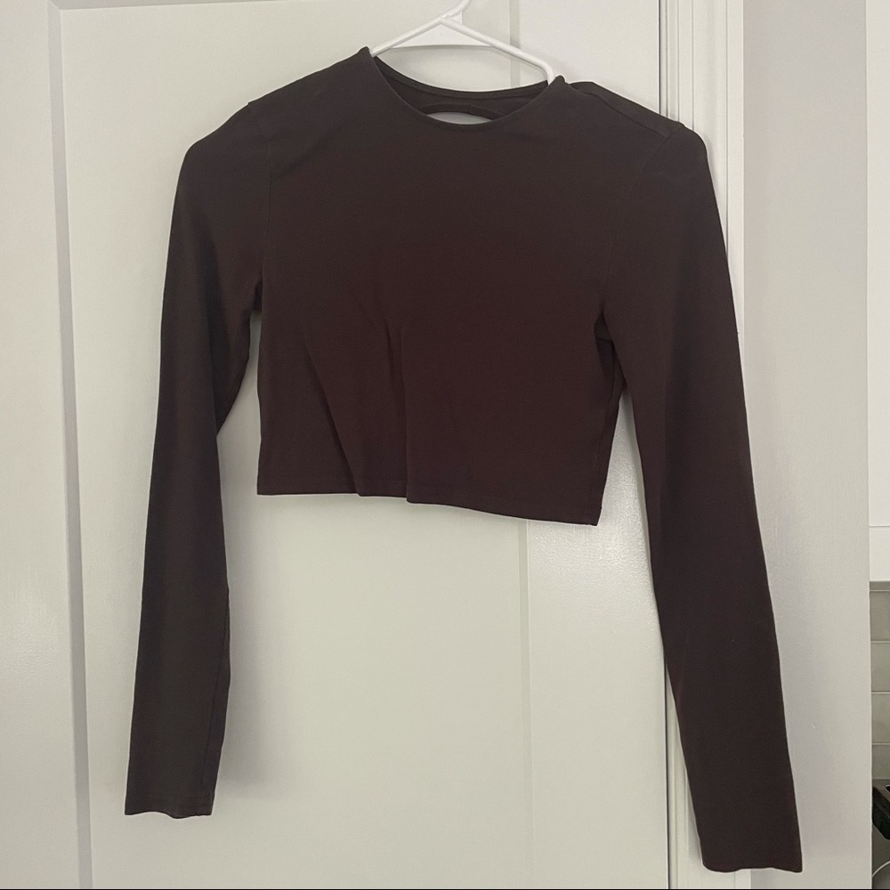 H&M Dark Brown Open Back Crop Top